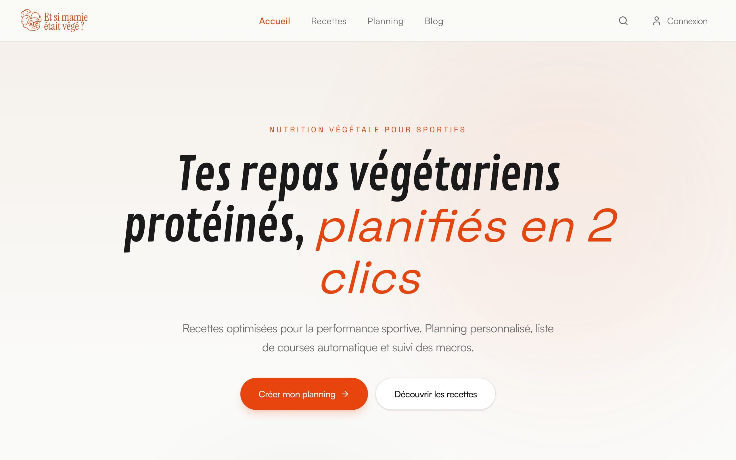 Aperçu de la home du site Et si mamie était végé ?